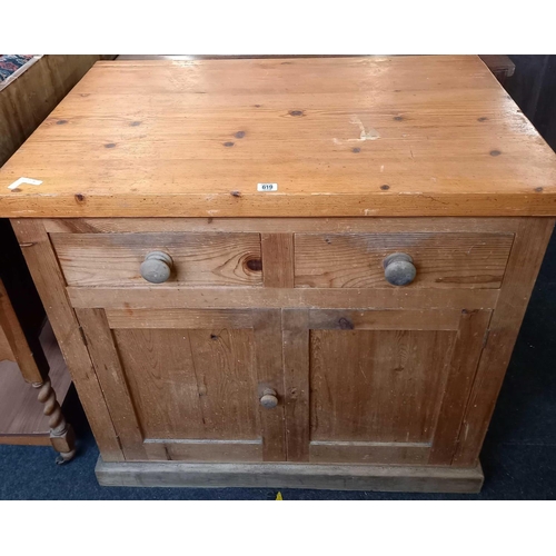 619 - PINE 2 DRAWER CUPBOARD