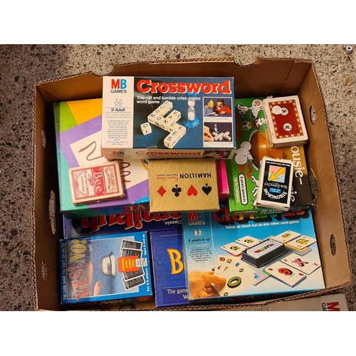 63 - CARTON OF VARIOUS GAMES & PLAYING CARDS