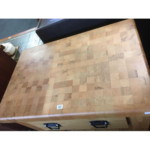 631 - BUTCHER BLOCK TABLE WITH DRAWER