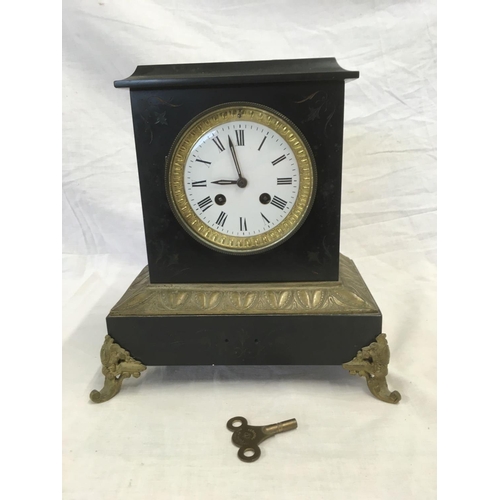 633 - SLATE MANTEL CLOCK