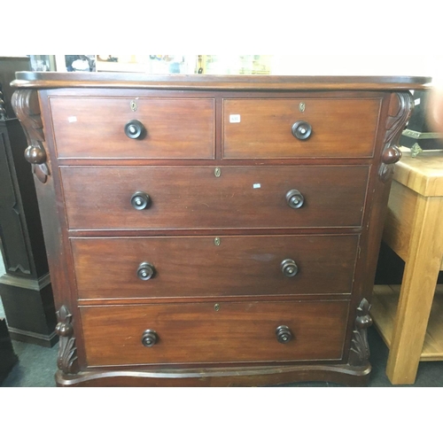 634 - STAINED PINE CHEST OF 5 DRAWERS (LOOSE TOP)