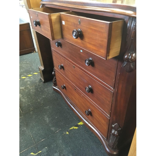 634 - STAINED PINE CHEST OF 5 DRAWERS (LOOSE TOP)