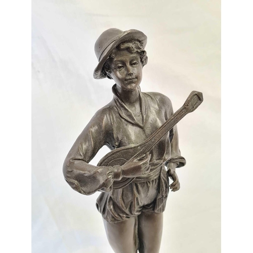 642 - BRONZE FIGURINE OF A WOMAN WITH MANDOLIN 40CM