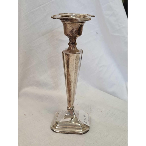 652 - SILVER CANDLESTICK 8'' HIGH WITH TAPERING FORM