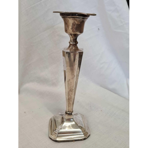 652 - SILVER CANDLESTICK 8'' HIGH WITH TAPERING FORM