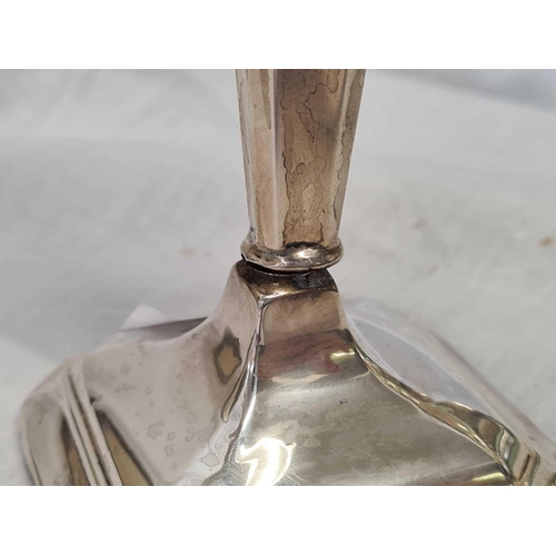 652 - SILVER CANDLESTICK 8'' HIGH WITH TAPERING FORM