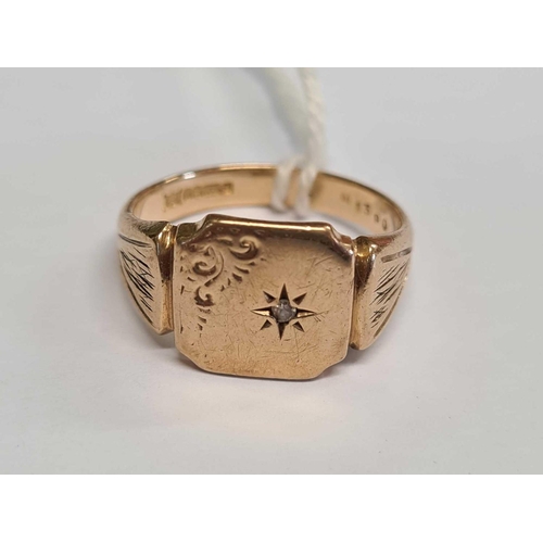 655 - 9ct & DIAMOND SIGNET RING, 6.1g