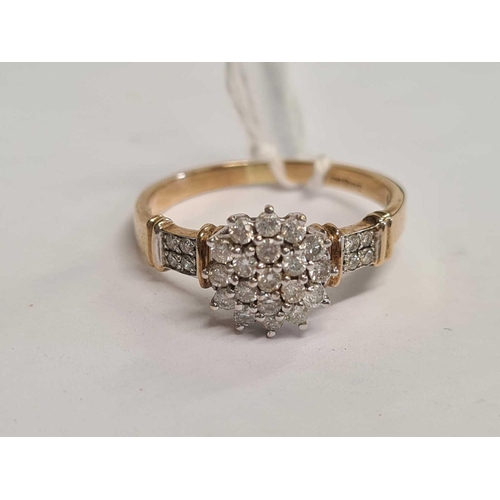 662 - A GOOD DIAMOND CLUSTER RING SET IN 9ct GOLD