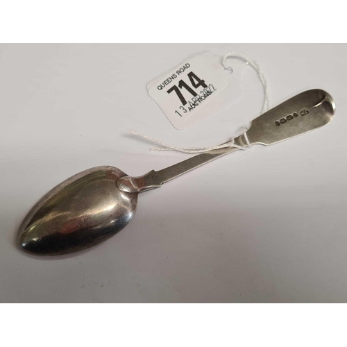 714 - AN EXETER SILVER SPOON 1853 J. STONE