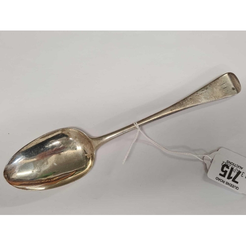 715 - A GEORGE III SILVER TABLE SPOON, LONDON 1808 BY R.C, G.S