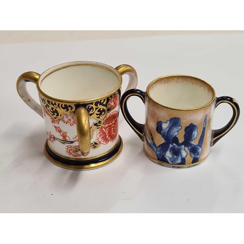 723 - ROYAL CROWN DERBY TRI-HANDLED MINIATURE CUP, PATTERN NUMBER 2649, IN PERFECT CONDITION.  TOGETHER WI... 