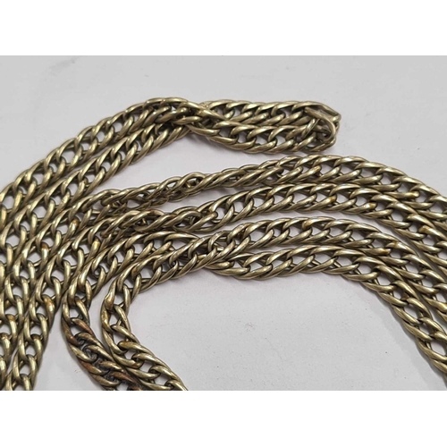 736 - A LONG WHITE METAL FLAT CURB LINK GUARD CHAIN, 54'' LONG