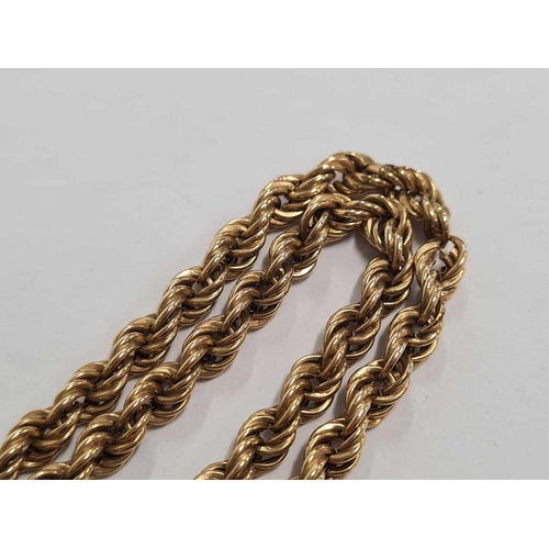 738 - A 9ct GOLD ROPE TWIST NECK CHAIN, 19'' LONG