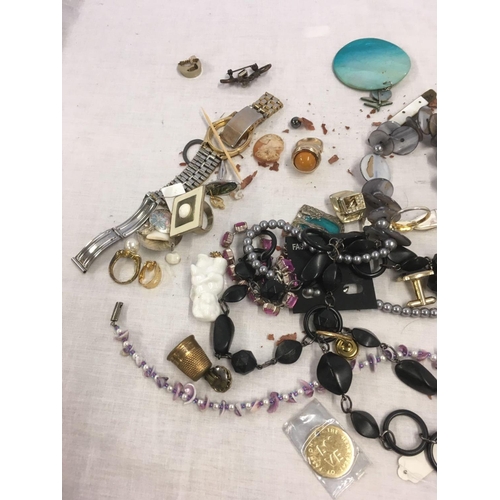 801 - BOX OF COSTUME JEWELLERY & A LIGHTER