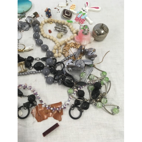 801 - BOX OF COSTUME JEWELLERY & A LIGHTER