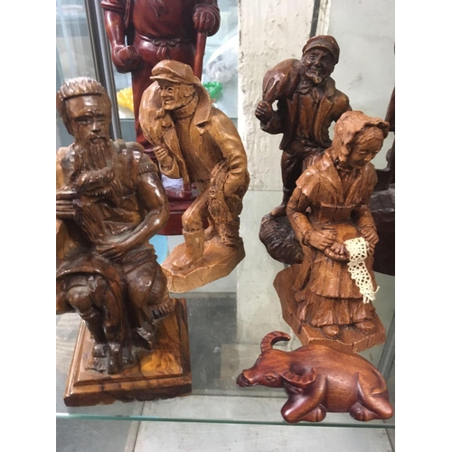 837 - QTY OF CARVED WOODEN FIGURES