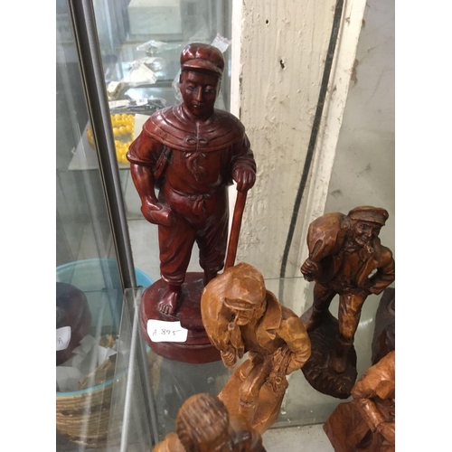 837 - QTY OF CARVED WOODEN FIGURES