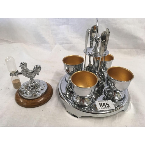 845 - CRUET SET, EGG TIMER & GLASS ASHTRAY