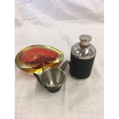 845 - CRUET SET, EGG TIMER & GLASS ASHTRAY