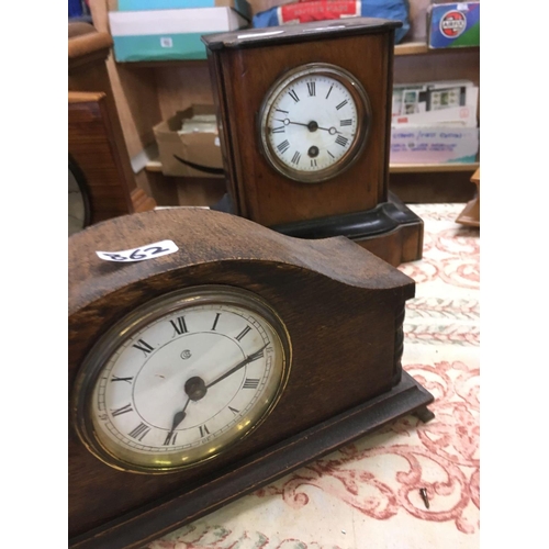 862 - 4 WOODEN MANTEL CLOCKS FOR SPARES OR REPAIRS