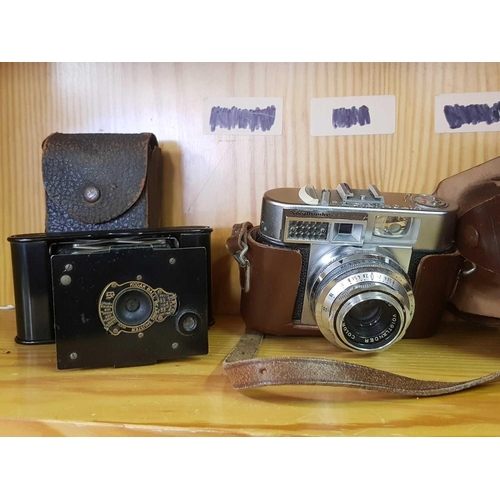 894 - 3 VINTAGE CAMERA'S - No.1 KODAK WITH ORIGINAL LEATHER CASE, KODAK WITH BALL BEARING SHUTTER & LEATHE... 