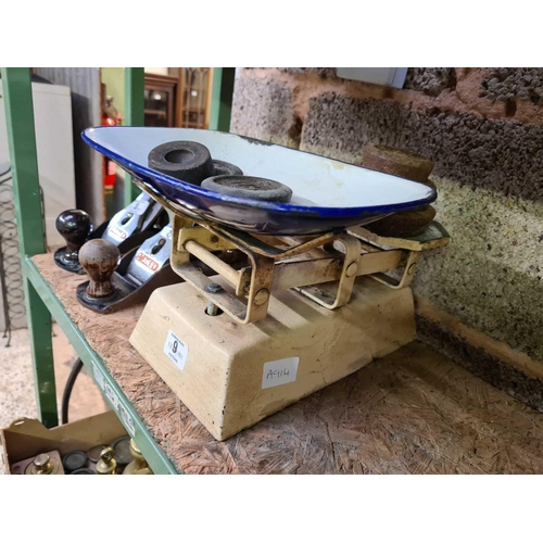 9 - PAIR OF VINTAGE KITCHEN SCALES WITH WEIGHTS