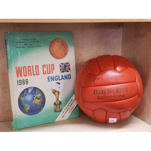 916 - LEATHER FOOTBALL MADE BY SW HANCOCK LIMITED OF LONDON WITH NAMES OF VARIOUS FAMOUS FOOTBALLERS IN TH... 