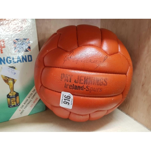 916 - LEATHER FOOTBALL MADE BY SW HANCOCK LIMITED OF LONDON WITH NAMES OF VARIOUS FAMOUS FOOTBALLERS IN TH... 