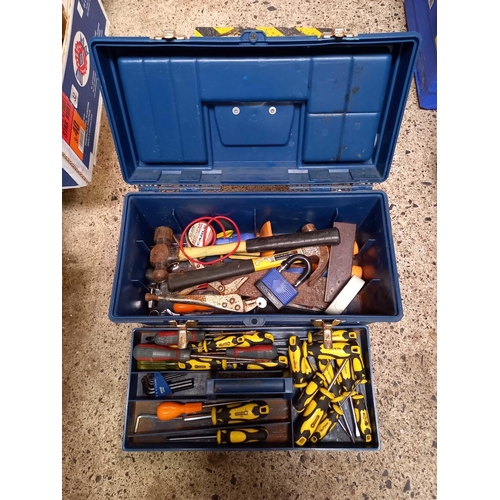 102 - 2 PLASTIC TOOL BOXES WITH MISC HAND TOOLS & FITTINGS