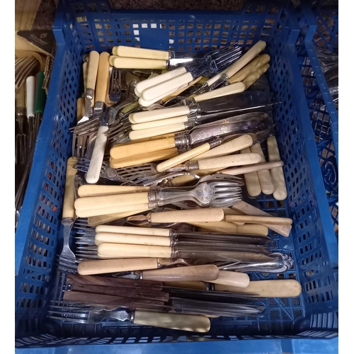 29 - 3 CARTONS OF MISC PLATED & BONE HANDLED CUTLERY