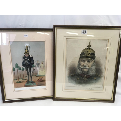 503 - TWO ANTIQUE LITHOGRAPHS OF PORTRAITS OF HIS IMPERIAL MAJESTY WILLIAM 1 KING OF PRUSSIA AND GERMAN EM... 