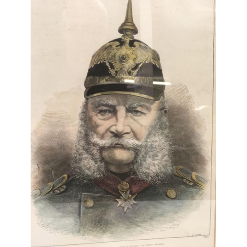 503 - TWO ANTIQUE LITHOGRAPHS OF PORTRAITS OF HIS IMPERIAL MAJESTY WILLIAM 1 KING OF PRUSSIA AND GERMAN EM... 