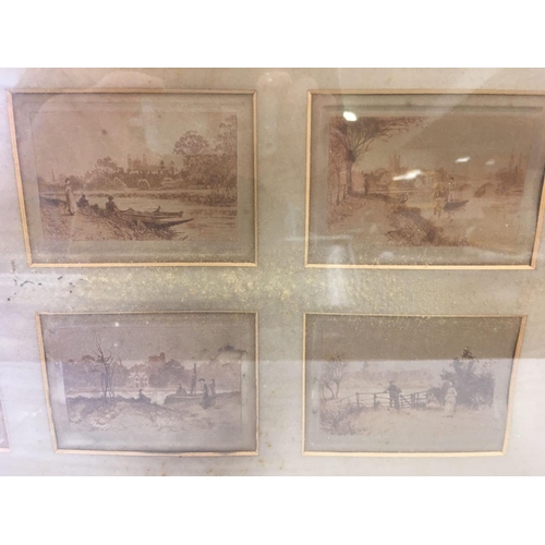 508 - GROUP OF 6 SEPIA ETCHINGS IN ONE FRAME