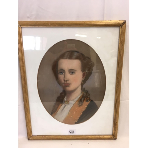 509 - EARLY 19THC OVAL PASTEL PORTRAIT OF A LADY