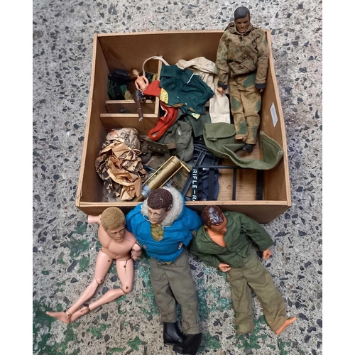 69 - CARTON WITH ACTION MAN FIGURES, CARRY CASE OF RUBIK GAMES