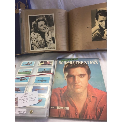 921 - CARTON WITH FILM STARS & TV STARS PHOTO'S, BOOK OF THE STARS & JAMES LAST LP COLLECTION