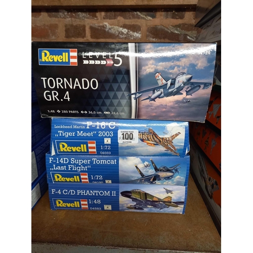 100 - 4 BOXED REVEL AEROPLANE'S, TORNADO, TOM CAT, PHANTOM, BELIEVED TO BE COMPLETE