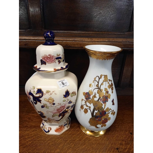 6 - LARGE MASONS GINGER JAR & ANOTHER VASE