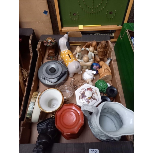 70 - 4 CARTONS OF MIXED BRIC-A-BRAC INCL; VASES, JUGS, F/G PICTURES, FIGURINES, GINGER JARS, STONEWARE PO... 