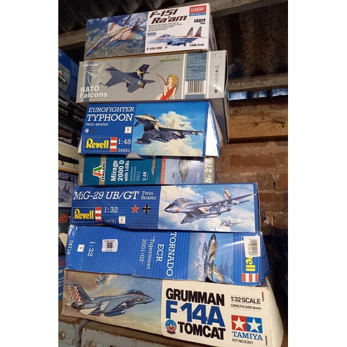 98 - 6 REVELL BOXED AEROPLANE'S F16, BLACK PANTHER, PHANTOM'S, BELIEVED TO BE CORRECT