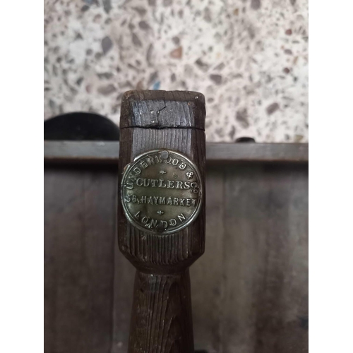 11 - VICTORIAN WOODEN TRUG, STAMPED 'UNDERWOOD & CO CUTLERS LONDON'