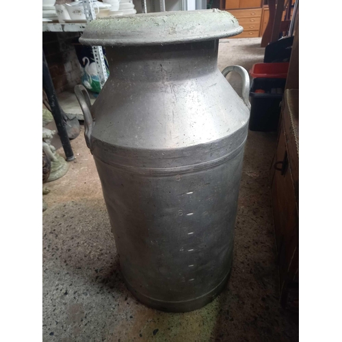 166 - 10 GALLON MILK CHURN MARKED SOUTH COAST DAIRIES