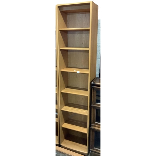 198 - ERCOL WINDSOR NARROW OFFICE SHELVING WITH 6 ADJUSTABLE SHELVES, SUPERB CONDITION