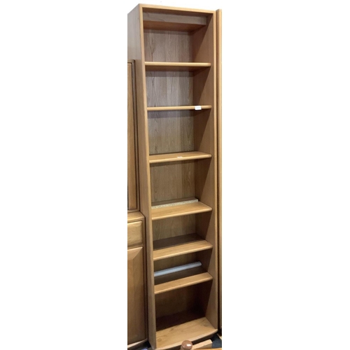 199 - ERCOL WINDSOR NARROW OFFICE SHELVING WITH 6 ADJUSTABLE SHELVES, SUPERB CONDITION