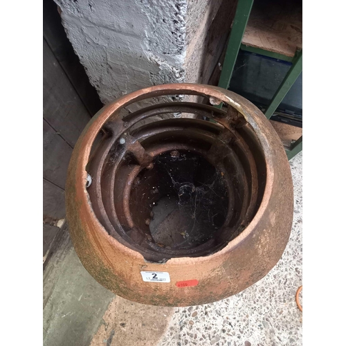 2 - RED CLAY VINTAGE VICTORIAN CHIMNEY POT