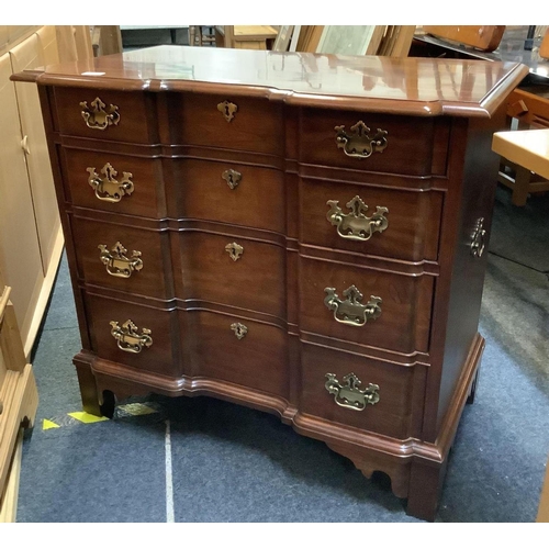 203 - POLISHED MAHOGANY CHEST OF 4 LONG DRAWERS WITH BRASS DROP HANDLES BY PENNSYLVANIA HOUSE FURNITURE, 3... 