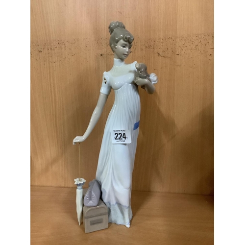 224 - TALL FIGURINE OF A LADY WITH BOX