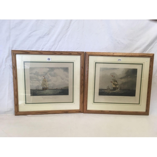 232 - PAIR OF FRAMED MOUNTED & GLAZED MARITIME PRINTS TITLES 'HOMEWARD BOUND' & 'OUTWARD BOUND'