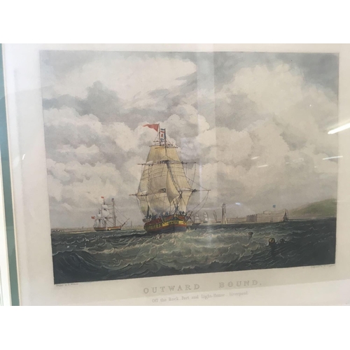 232 - PAIR OF FRAMED MOUNTED & GLAZED MARITIME PRINTS TITLES 'HOMEWARD BOUND' & 'OUTWARD BOUND'