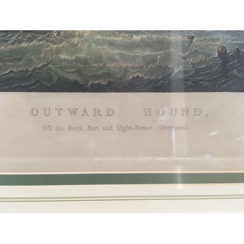 232 - PAIR OF FRAMED MOUNTED & GLAZED MARITIME PRINTS TITLES 'HOMEWARD BOUND' & 'OUTWARD BOUND'